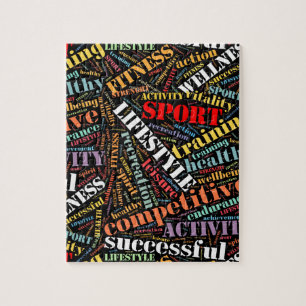 Sport related words pattern jigsaw puzzle
