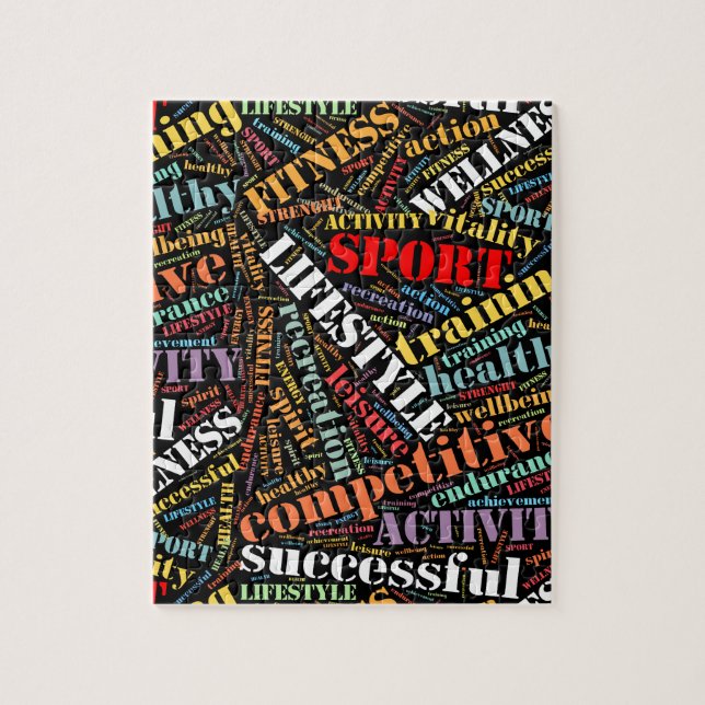 Sport related words pattern jigsaw puzzle (Vertical)
