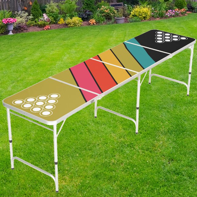 Sport Retro Midnight Rainbow Striped Beer Pong Table (Creator Uploaded)