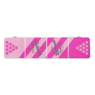 Sport Retro Pink Sky Three Stripe Family Name&Year Beer Pong Table