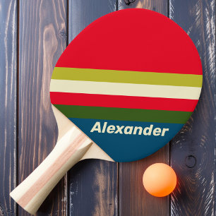 Sport Retro Rugby Striped with Name Ping Pong Paddle