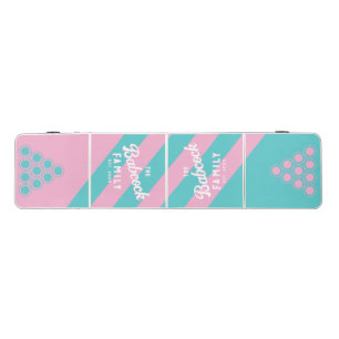 Sport Retro South Beach Stripe WH Family Name&Year Beer Pong Table