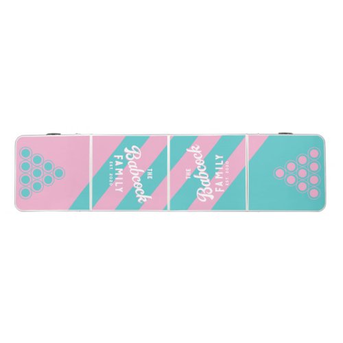 Sport Retro South Beach Stripe WH Family Name&Year Beer Pong Table