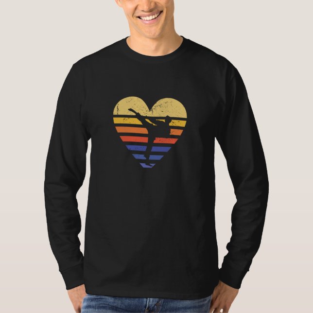 Sport Retro Sunset Heart Taekwondo T-Shirt (Front)