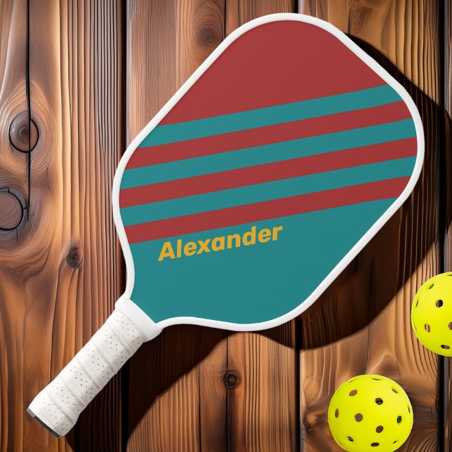 Sport Ruby Reef Stripes with Name Pickleball Paddle (Creator Uploaded)