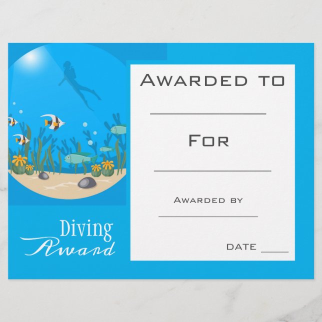Sport scuba diving certificate award (Front)