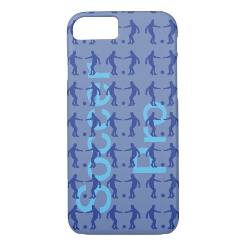 Sport Silhouette blue graphic _ Soccer iPhone 87 Case