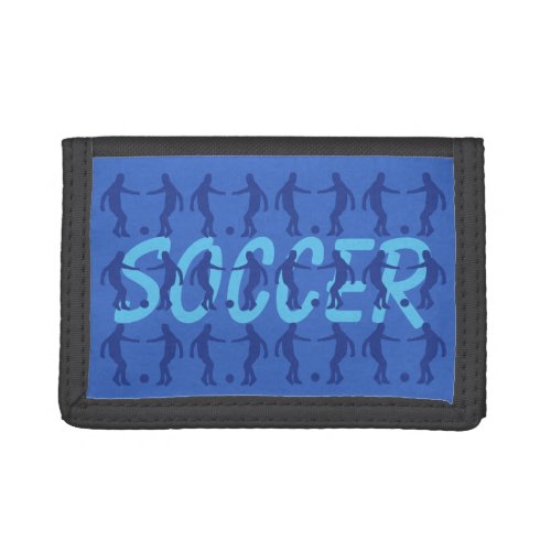Sport Silhouette blue graphic _ Soccer Trifold Wallet