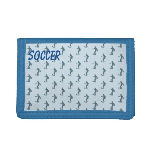 Sport Silhouette teal graphic _ Soccer Trifold Wallet