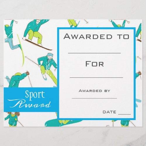 Sport skiing certificate award