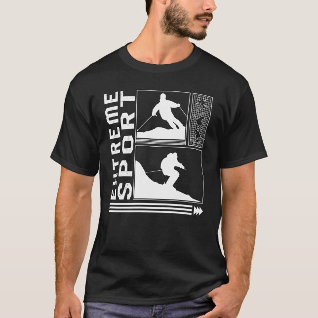 Sport Skiing Skier Winter Snowboard Snowboarder T-Shirt (Front)