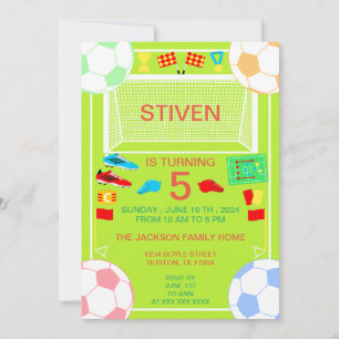 Sport Soccer Birthday Colorful Invitation