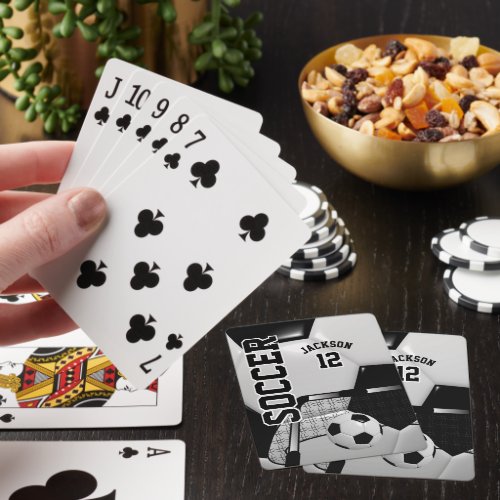 Sport Soccer _ Black and White Poker Cards