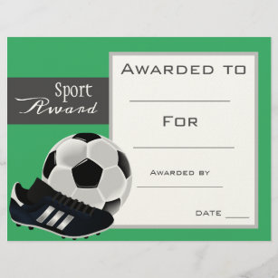 Sport soccer football certificate award