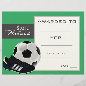 Sport Soccer Football Certificate Award by Juicyhues at Zazzle