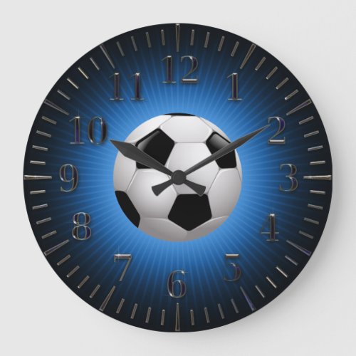Sport Soccer  Football Modern Blue Wall Clock
