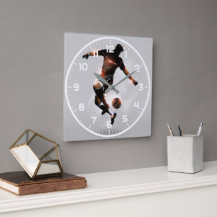 Sport Soccer   Football Modern Square Wall Clock