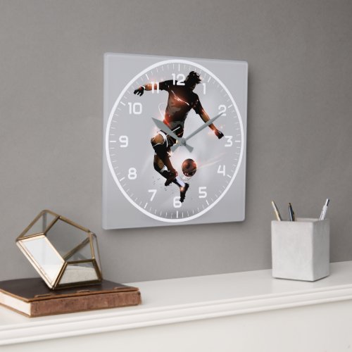 Sport Soccer  Football Modern Square Wall Clock