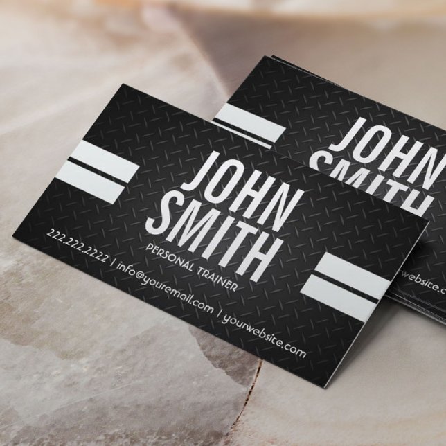 Sport Stripes Personal Trainer Metal Business Card (Creator Uploaded)
