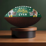 Sport Style Green Emblem Best Dad Ever Photo Football<br><div class="desc">Show your amazing dad just how wonderful and loved he is with our fun and sporty "Best Dad Ever" custom sport-style photo football design. The design features "Best Dad Ever" in a sporty white, green, and yellow typography design with an established year. Customize with eight of your own family photo...</div>