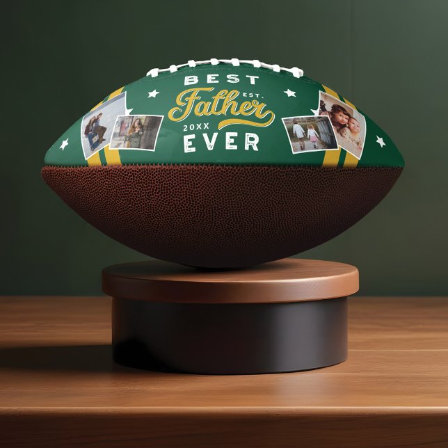 Sport Style Green Emblem Best Dad Ever Photo Football (Sport Style Green Emblem Best Dad Ever Photo Football)