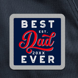 Sport Style Red & Navy Emblem Best Dad Ever Patch