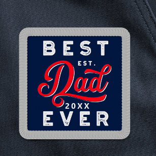 Sport Style Red & Navy Emblem Best Dad Ever Patch