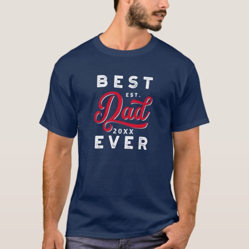 Sport Style Red  Navy Emblem Best Dad Ever T_Shirt