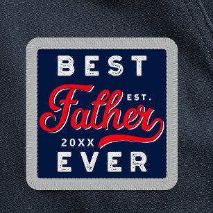 Sport Style Red & Navy Emblem Best Father Ever Patch
