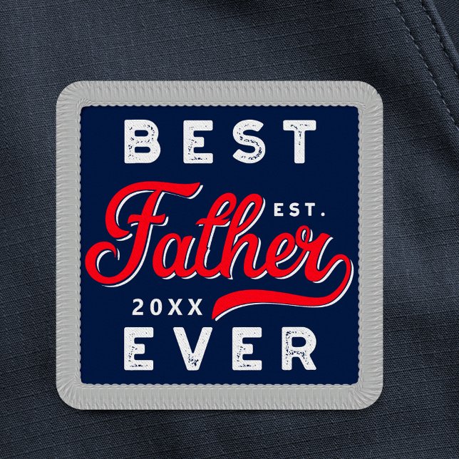 Sport Style Red & Navy Emblem Best Father Ever Patch (Sport Style Red & Navy Emblem Best Father Ever Patch)