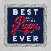 Sport Style Red & Navy Emblem Best Papa Ever Patch (Front)