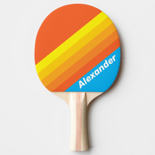 Sport Sunburst Sea Stripes with Name Ping Pong Paddle (Front)