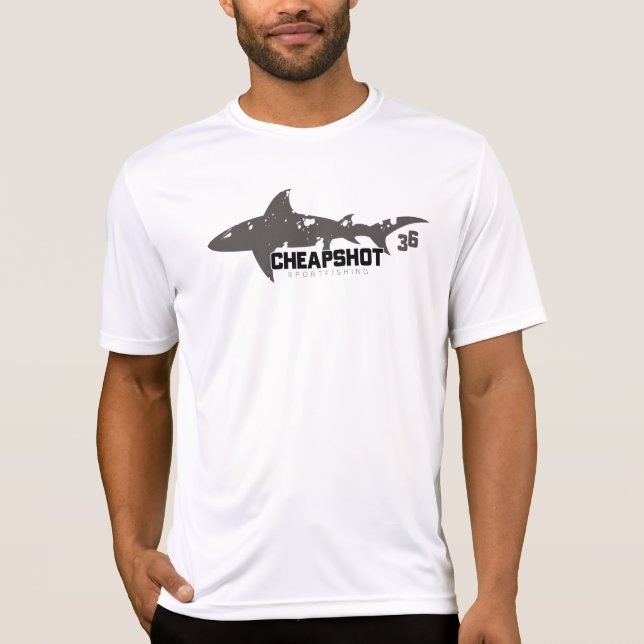 Sport Tek White Tee - Cheapshot logo on front (Front)