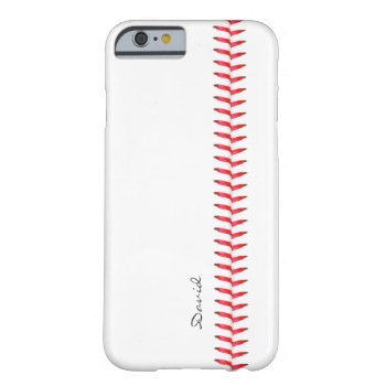 Sport Theme Baseball Stitching Custom Name Barely There Iphone 6 Case by caseplus at Zazzle