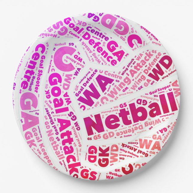 Sport Themed Netball Paper Plates (Front)