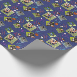 Sport Themed Photo Birthday Gift Wrap HAMbWG