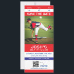 Sport Ticket Bar Mitzvah Save The Date QR Code<br><div class="desc">Change text,  photo,  team colors & QR code. OR change to YOUR INVITED to make it an invitation ticket!</div>