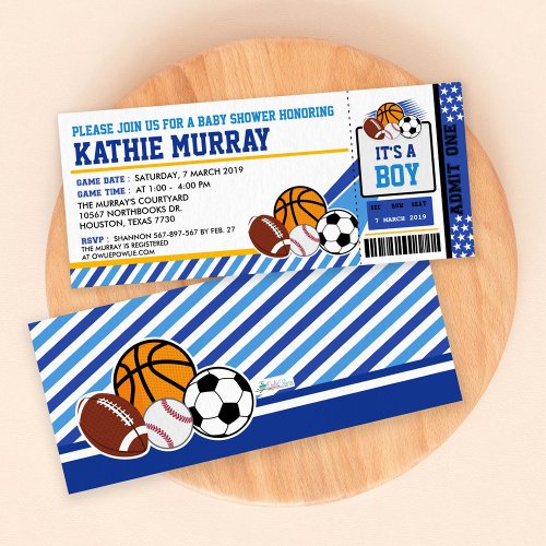 Sport Ticket Pass Baby Shower Invitation