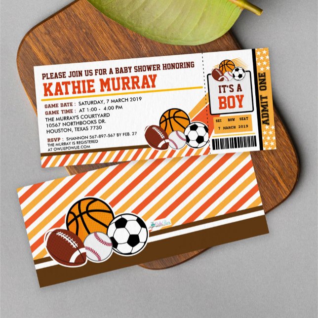 Sport Ticket Pass Baby Shower Invitation (Creator Uploaded)