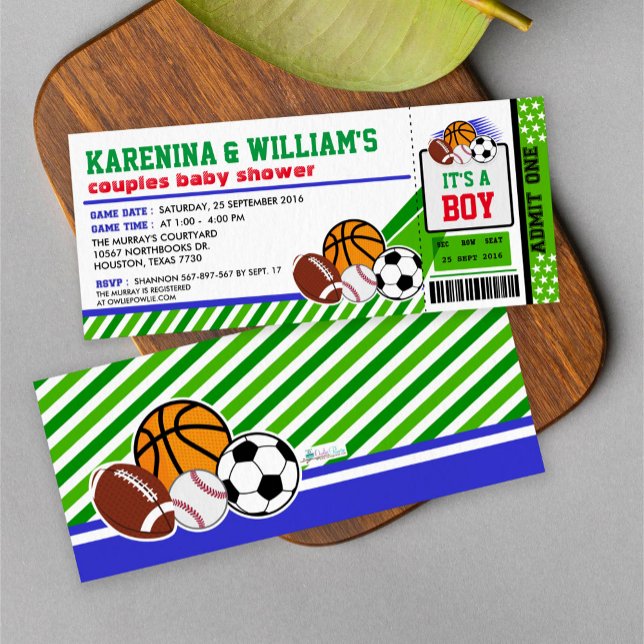 Sport Ticket Pass Couples Baby Shower Invitation (Creator Uploaded)