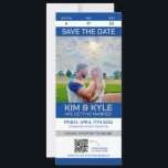 Sport Ticket Save The Date Large Flat Card QR Code<br><div class="desc">Change text,  photo,  team colors & QR code. OR change to YOUR INVITED to make it an invitation ticket!</div>