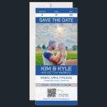 Sport Ticket Save The Date Large Flat Card QR Code<br><div class="desc">Change text,  photo,  team colors & QR code. OR change to YOUR INVITED to make it an invitation ticket!</div>