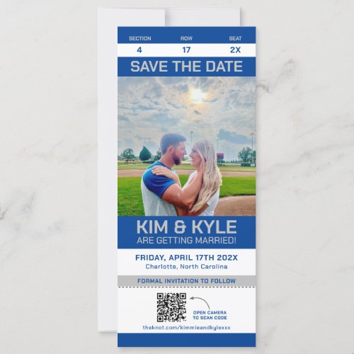 Sport Ticket Save The Date Large Flat Card QR Code