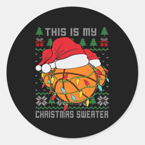 Sport Ugly Design For Men Boys Christmas Basketbal Classic Round Sticker