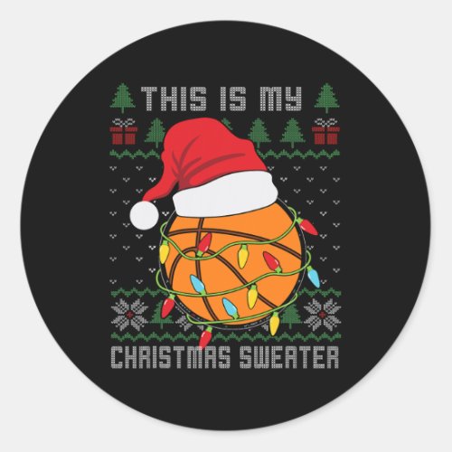 Sport Ugly Design For Men Boys Christmas Basketbal Classic Round Sticker