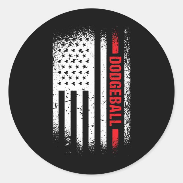Sport Us Flag Dodgeball 2 Classic Round Sticker (Front)