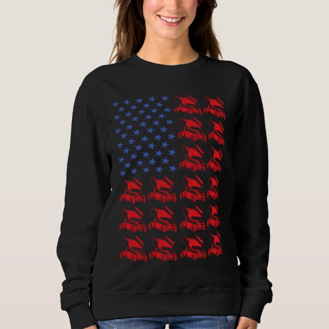 Sport Us Flag Sprint Car Racing  5 Sweatshirt (Front)