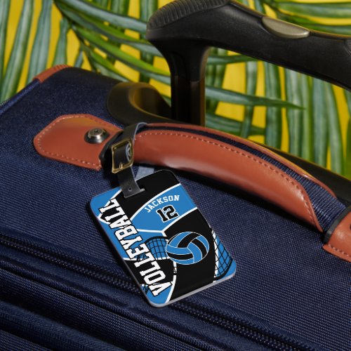 Sport Volleyball  _ Blue White Black Luggage Tag