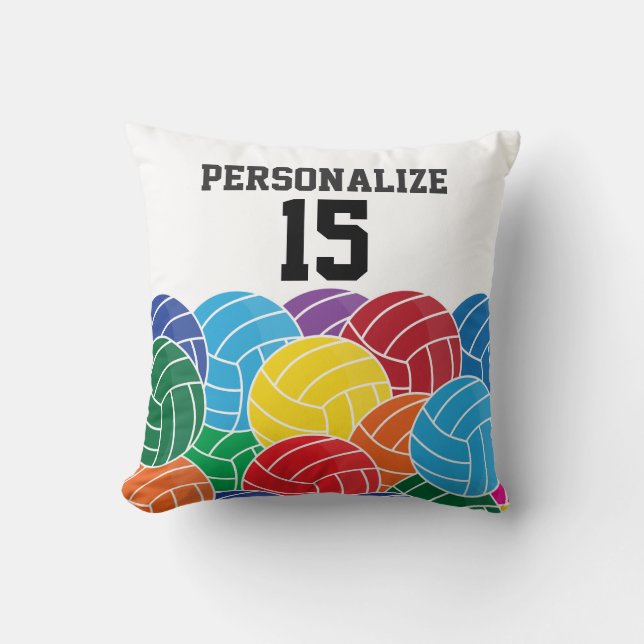 Sport Volleyball Collage on White - DIY Text Throw Pillow (Front)