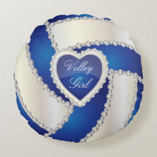 Sport Volleyball   DIY Text   Blue Round Pillow